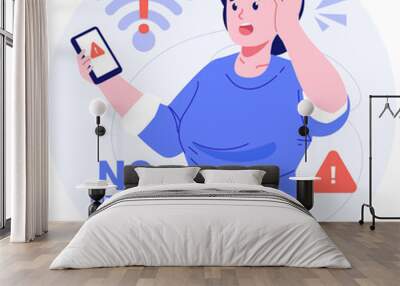 No Internet Connection Character Illustration Wall mural