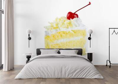 white cake delicious, vanilla cake topping with white chocolate Wall mural