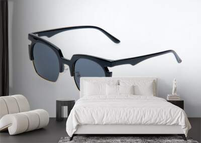 Fashion sunglasses black frames on white background. Wall mural