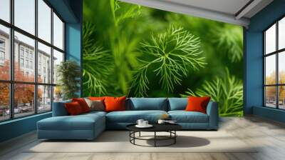 Green dill leaf background Wall mural