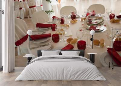 a table set for a reception Wall mural