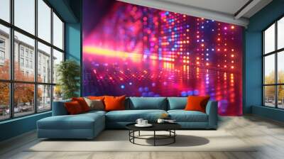 a colorful light bar behind dark music bars Wall mural