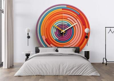 Colorful wall clock on white background Wall mural