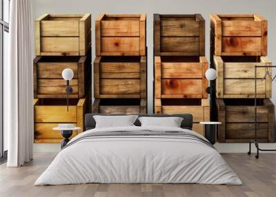 Empty wooden wood crate box Wall mural