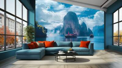 landscape of lake and mountains Wall mural