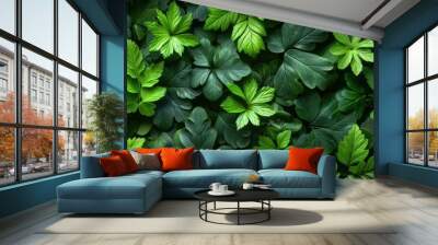 leafy green fern background Wall mural