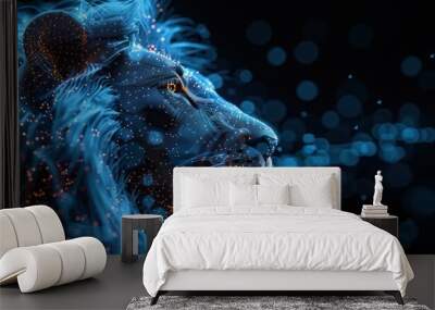 Lion. Digital polygon illustration Wall mural