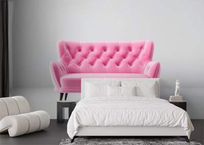 Pink sofa isolated on white background Wall mural