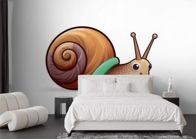 Snail cartoon sticker in white background Wall mural