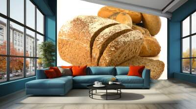 bread and buns isolated on white Wall mural