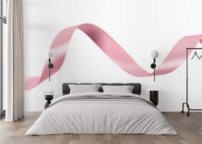 A pink ribbon isolated on a white background with clipping path. Wall mural