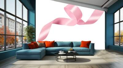 A pink ribbon isolated on a white background with clipping path. Wall mural