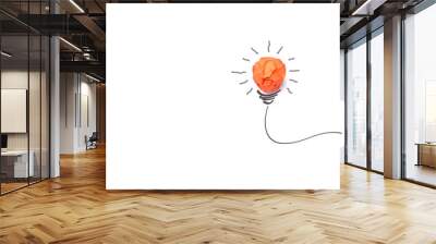 Concept idea with paper light bulb isolate on white background Wall mural