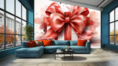 Valentine present with bow, festive, trendy,farmhouse style design illustration generative ai Wall mural