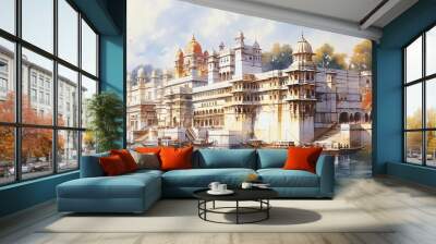 watercolor painting India See buildings and places as landmarks Wall mural