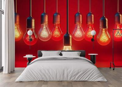 Row of string light bulbs Wall mural