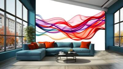 Vibrant Abstract Multicolored Flowing Waves on White Background Wall mural