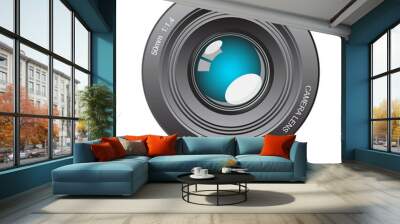 Camera lens blue glass with reflection illustration Wall mural