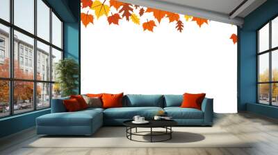 autumn orange and yellow falling leaves on white background vector illustration EPS10 Wall mural