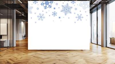 blue banner christmas snowflake border isolated vector illustration Wall mural