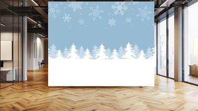 blue winter landscape fir border with snow Wall mural