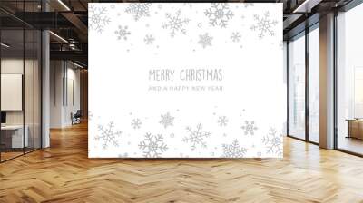 bright banner christmas card with snowflake border Wall mural