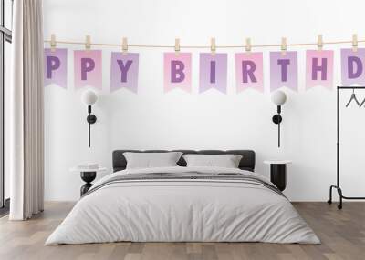 bright happy birthday party flags banner vector illustration EPS10 Wall mural