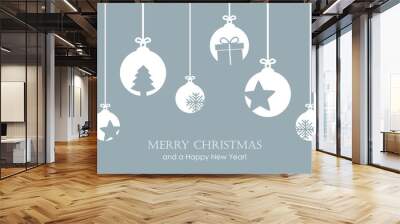 christmas bauble decoration with snowflakes stars and gift vector illustration EPS10 Wall mural