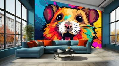 cute funny hamster colorful illustration Wall mural