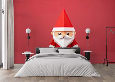 cute little christmas santa paper art work Wall mural