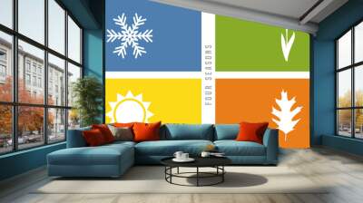 four seasons winter spring summer autumn icon vector illustration EPS10 Wall mural