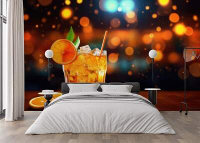 fresh orange cocktail in a bar illustration Wall mural