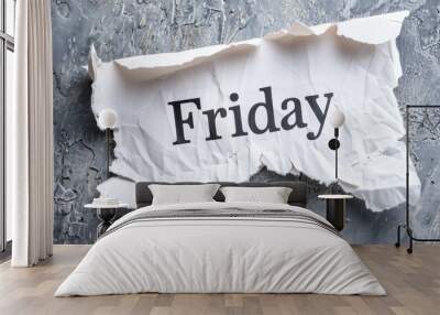 friday paper note message illustration Wall mural