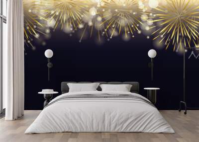 golden firework in the dark night celebration Wall mural