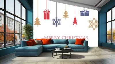 hanging christmas tree and gift decoration greeting card vector illustration Wall mural