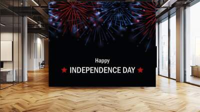 happy Independence Day usa firework in blue and red colors vector illustration EPS10 Wall mural