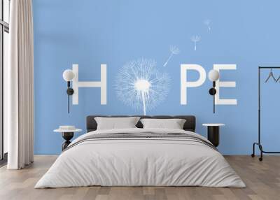 hope typography with dandelion on blue background vector illustration EPS10 Wall mural