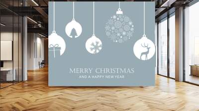 merry christmas card with hanging ball decoration vector illustration EPS10 Wall mural