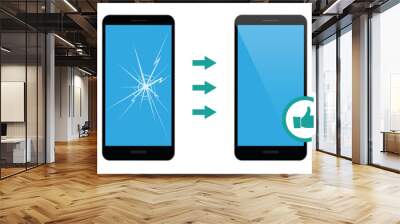 mobile phone repair service broken and repaired display vector illustration EPS10 Wall mural