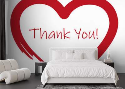 red heart with text thank you isolated on white vector illustration EPS10 Wall mural