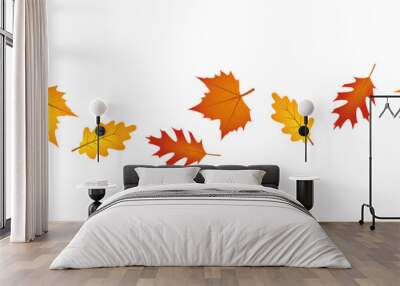 set of autumn leaves in the wind on white background vector illustration EPS10 Wall mural