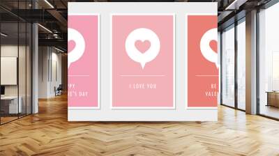 set of valentines day greeting cards with heart speach bubble vector illustration EPS10 Wall mural