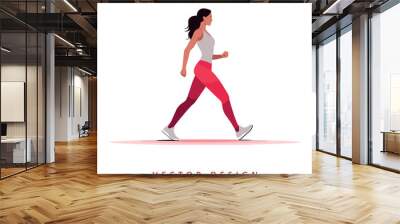 sporty woman walk simple vector design isolated illustration Wall mural