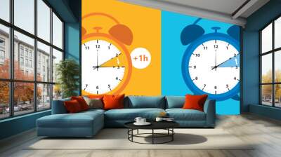 summer time and winter time concept with ringing alarm clock vector illustration Wall mural