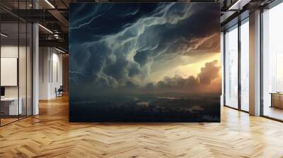 thunderstorm force of nature in dark sky Wall mural