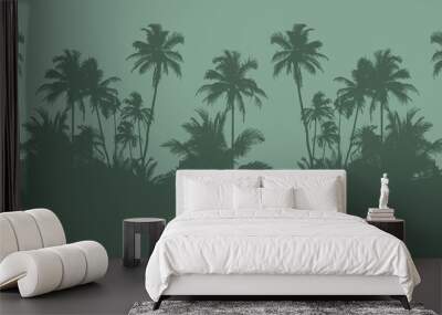 tropical palm tree silhouette background summer holiday design Wall mural