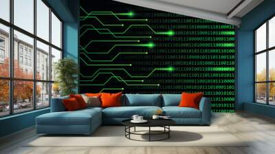 web digital technology green binary code communication vector illustration EPS10 Wall mural