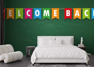 welcome back party flag banner on school black board background vector illustration EPS10 Wall mural