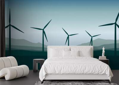 windmills silhouette nature landscape wind power energy Wall mural