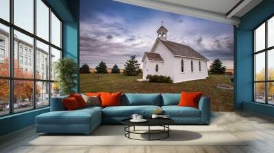 Old church and cemetery in the countryside  Wall mural